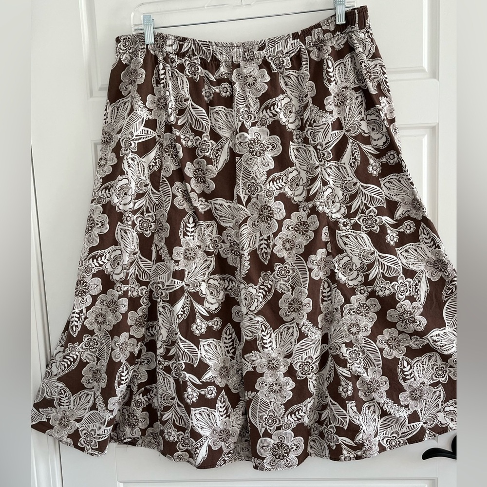 Erika Vintage Floral Cottagecore Pull On Cotton Blend Maxi Skirt Boho Size 2X